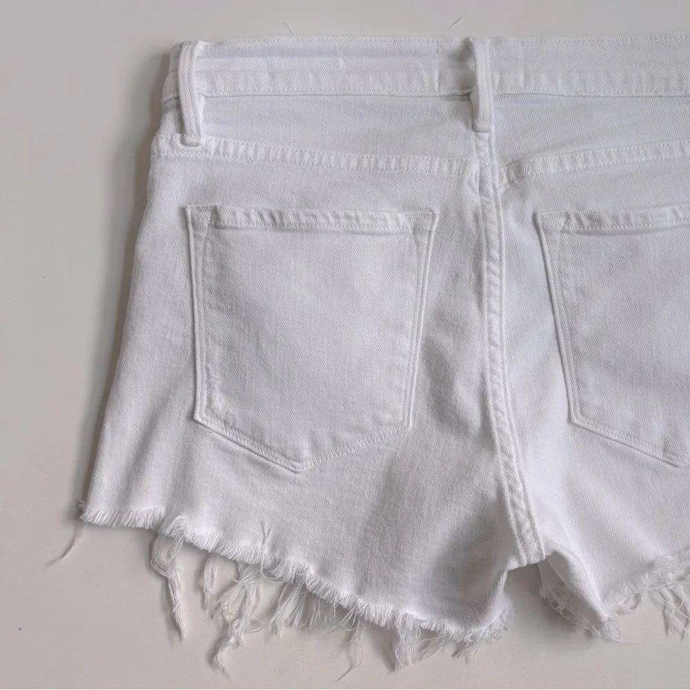 Frame Denim Le Cutoff Tulip Frayed Hem Jean Short Distressed White Blank Rookley